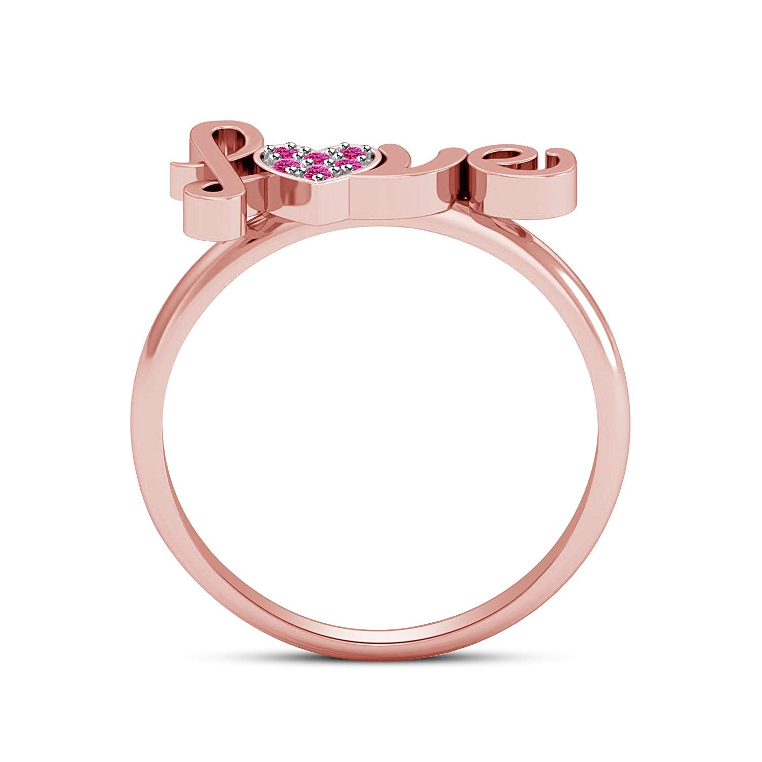 atjewels 14K Rose Gold Over 925 Sterling Silver Round Pink Sapphire Love Heart Ring MOTHER'S DAY SPECIAL OFFER - atjewels.in