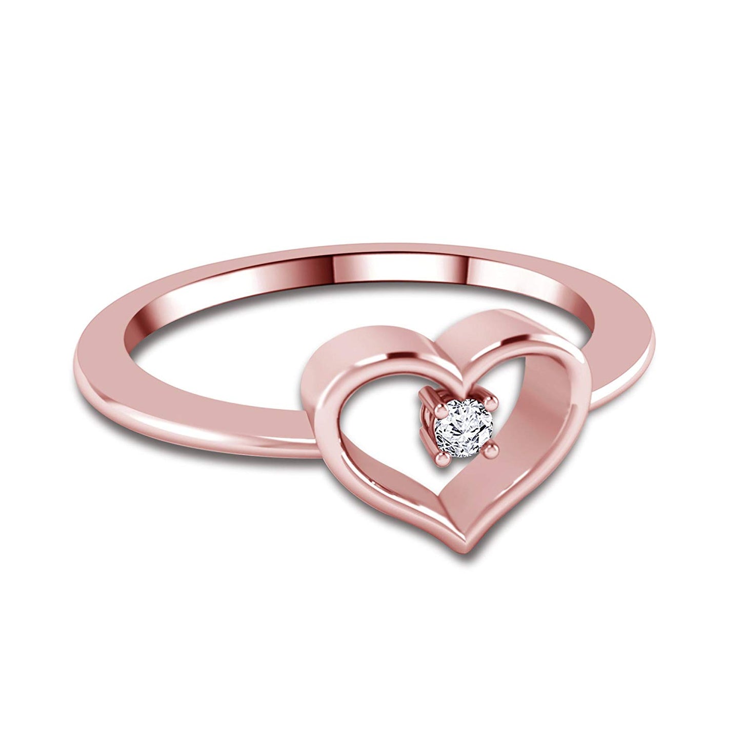 atjewels 14k Rose Gold Over .925 Silver White Cubic Zirconia Engagement Heart Ring MOTHER'S DAY SPECIAL OFFER - atjewels.in