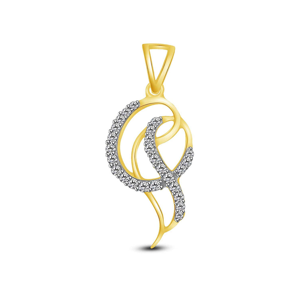 atjewels Round Cut White CZ 14k Yellow Gold Over .925 Sterling Silver Fashion Pendant For Girl's & Women's For MOTHER'S DAY SPECIAL OFFER - atjewels.in