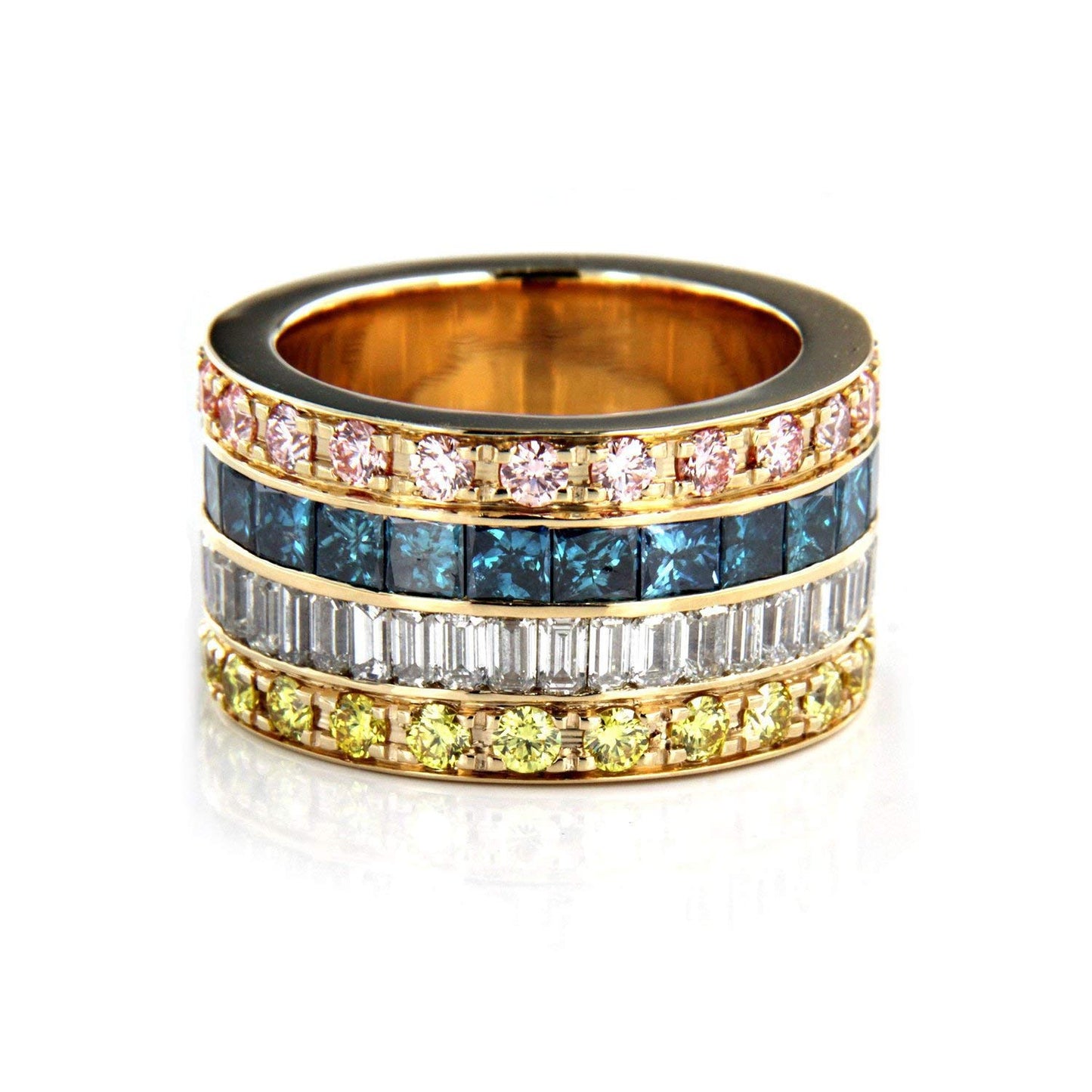 atjewels 14K Yellow Gold Over .925 Sterling Silver Multicolor Stone Eternity Band Ring For Free Shipping MOTHER'S DAY SPECIAL OFFER - atjewels.in