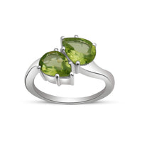 18K White Gold Over Sterling Silver Pear Cut Bypass Ring For Women - atjewels.in
