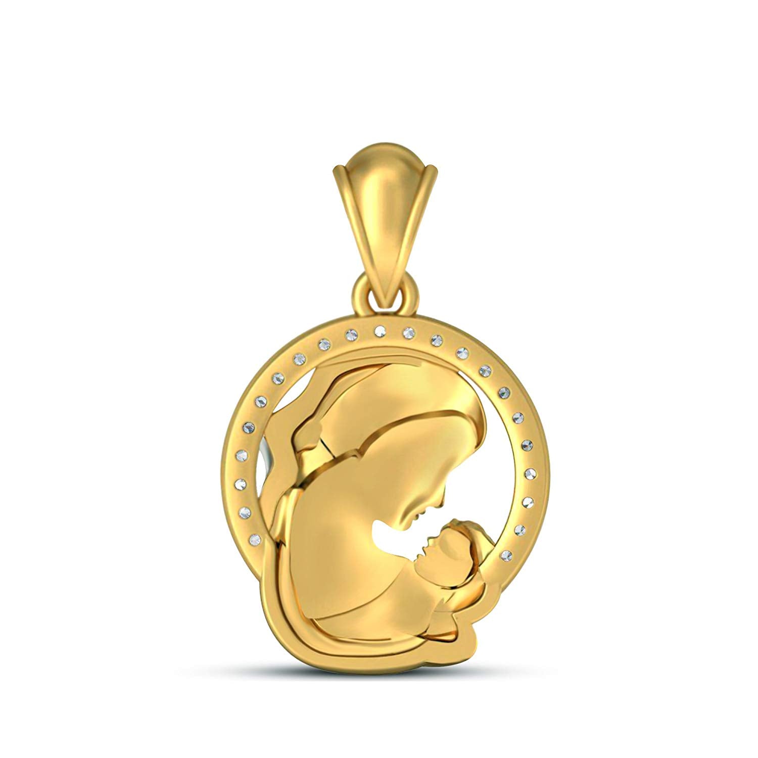 atjewels Mothers Day 18K Yellow and White Gold Over .925 Sterling Silver White Cubic Zirconia Mom Baby Pendant For Women''s MOTHER'S DAY SPECIAL OFFER - atjewels.in