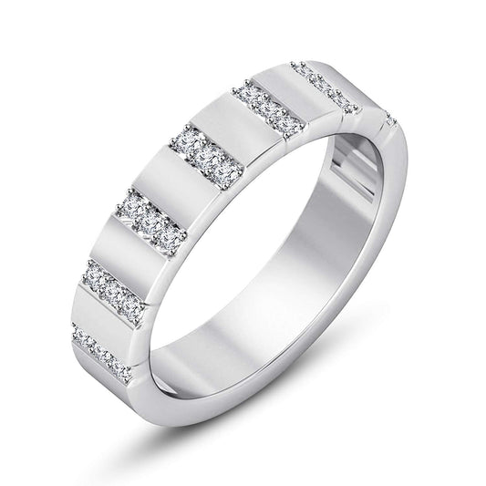 atjewels 14K White Gold Over 925 Sterling Silver Round White Zirconia Wedding Band Ring MOTHER'S DAY SPECIAL OFFER - atjewels.in