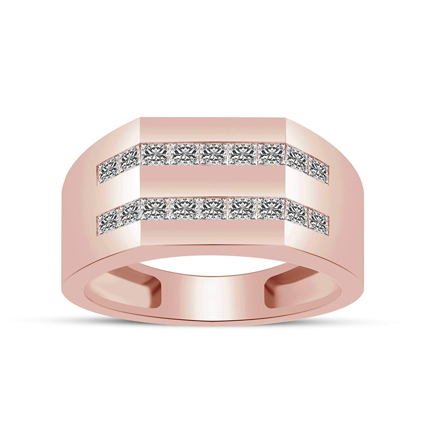 atjewels 18K Rose Gold Over 925 Sterling Silver Princess Cut White CZ Wedding Band Ring MOTHER'S DAY SPECIAL OFFER - atjewels.in