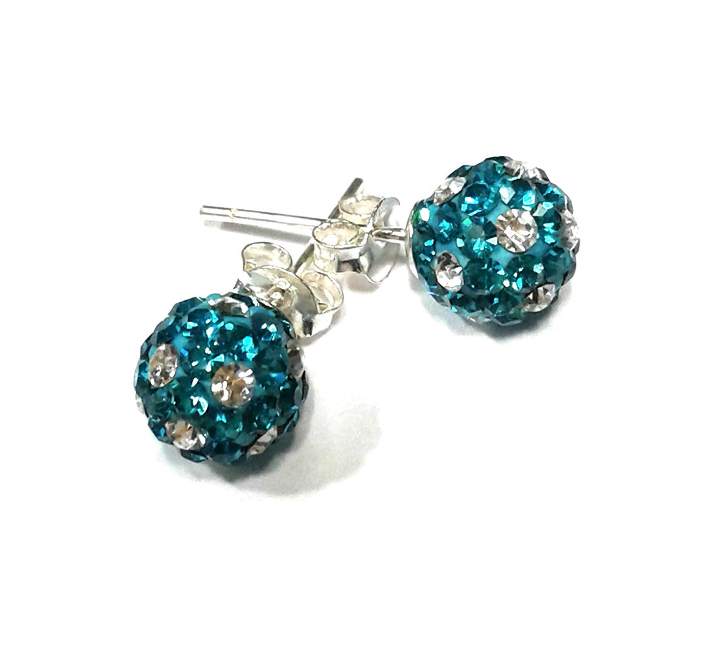 atjewels Round Cut Crystal Sterling Silver Pave Ball Stud Earrings, Crystal Fireball Disco Ball Earrings 1 Pair For Girl's and Women's Fancy Party Wear Earrings - atjewels.in