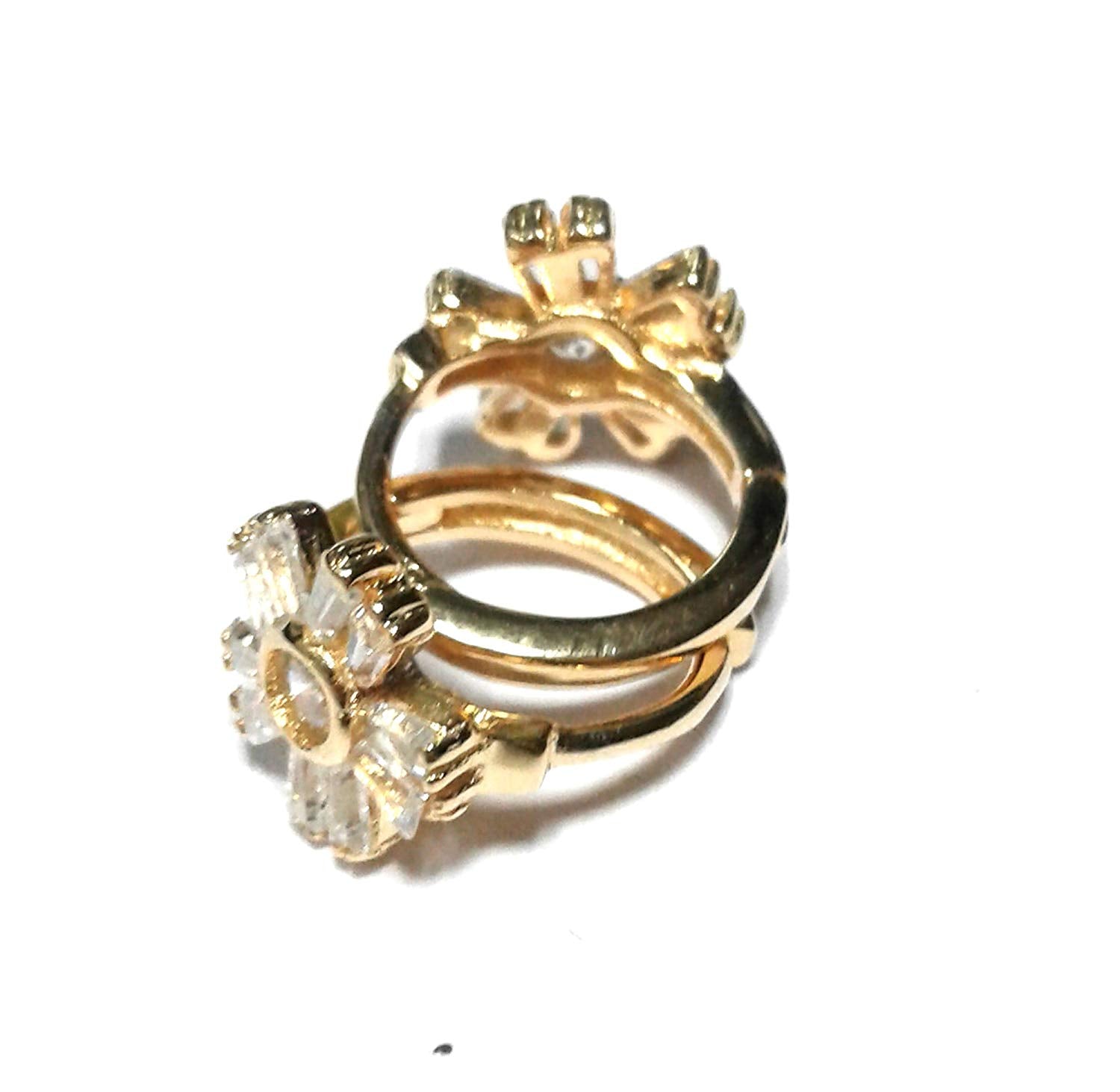 atjewels Baguette White CZ 14k Yellow Gold Over 925 Sterling Silver Hoop Earrings For Girl's and Women's For MOTHER'S DAY SPECIAL OFFER - atjewels.in