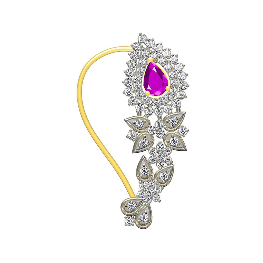 atjewels 925 Sterling Silver With Sapphire & Cubic Zrconia Maharashtrian Nath MOTHER'S DAY SPECIAL OFFER - atjewels.in