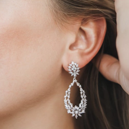 3.25 Ct Marquise Cut Diamond Bridal Engagement Dangle Earrings In 925 Sterling Silver
