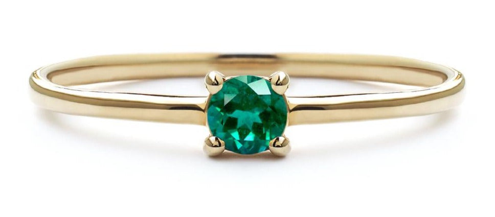 1 CT Round Cut Green Emerald Yellow Gold Over 925 Sterling Sliver Women Engagement Ring