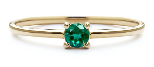 1 CT Round Cut Green Emerald Yellow Gold Over 925 Sterling Sliver Women Engagement Ring