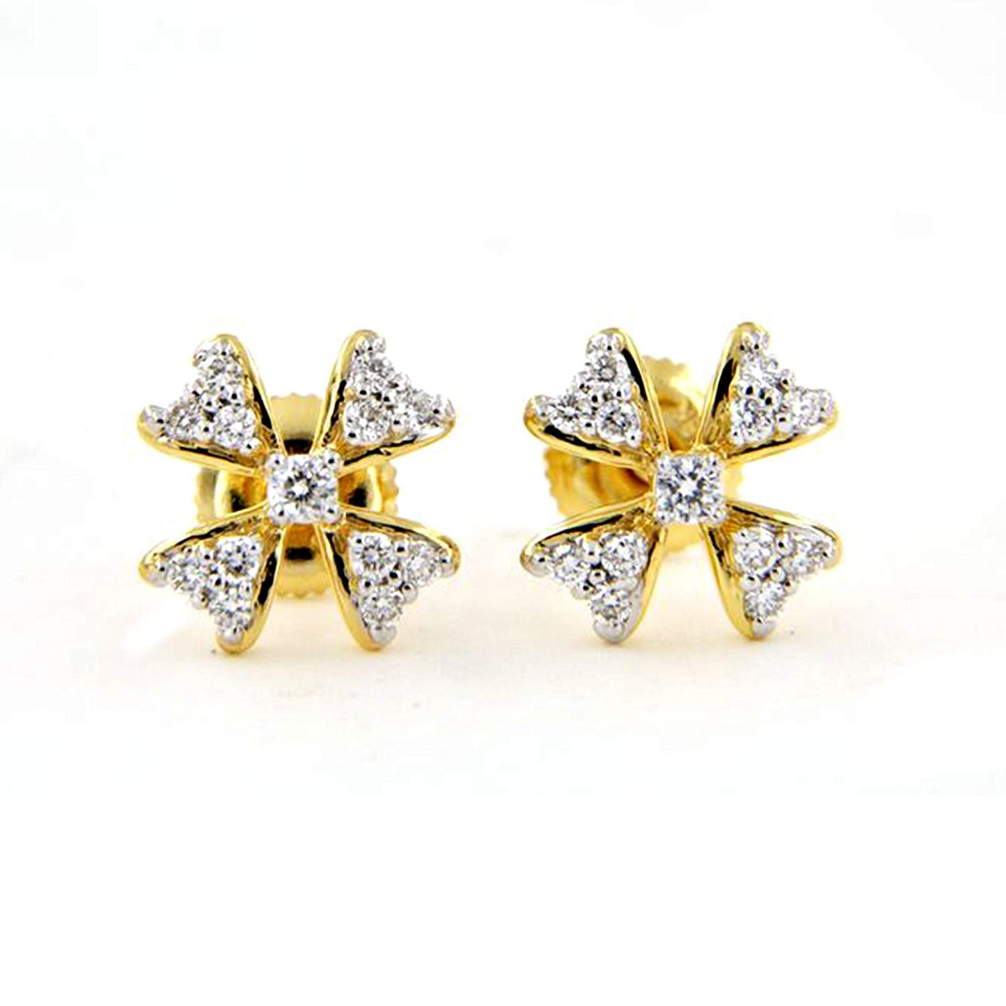 atjewels 18k Yellow Gold Plated 925 Sterling Round Cut White CZ Flower Stud Earrings For Women MOTHER'S DAY SPECIAL OFFER - atjewels.in