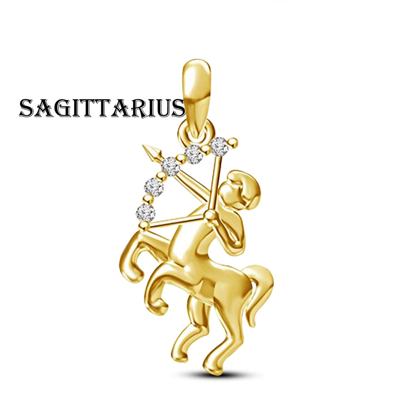 atjewels 14K Gold Over 925 Sterling Silver White CZ 12 Constellations Zodiac Pendant - atjewels.in