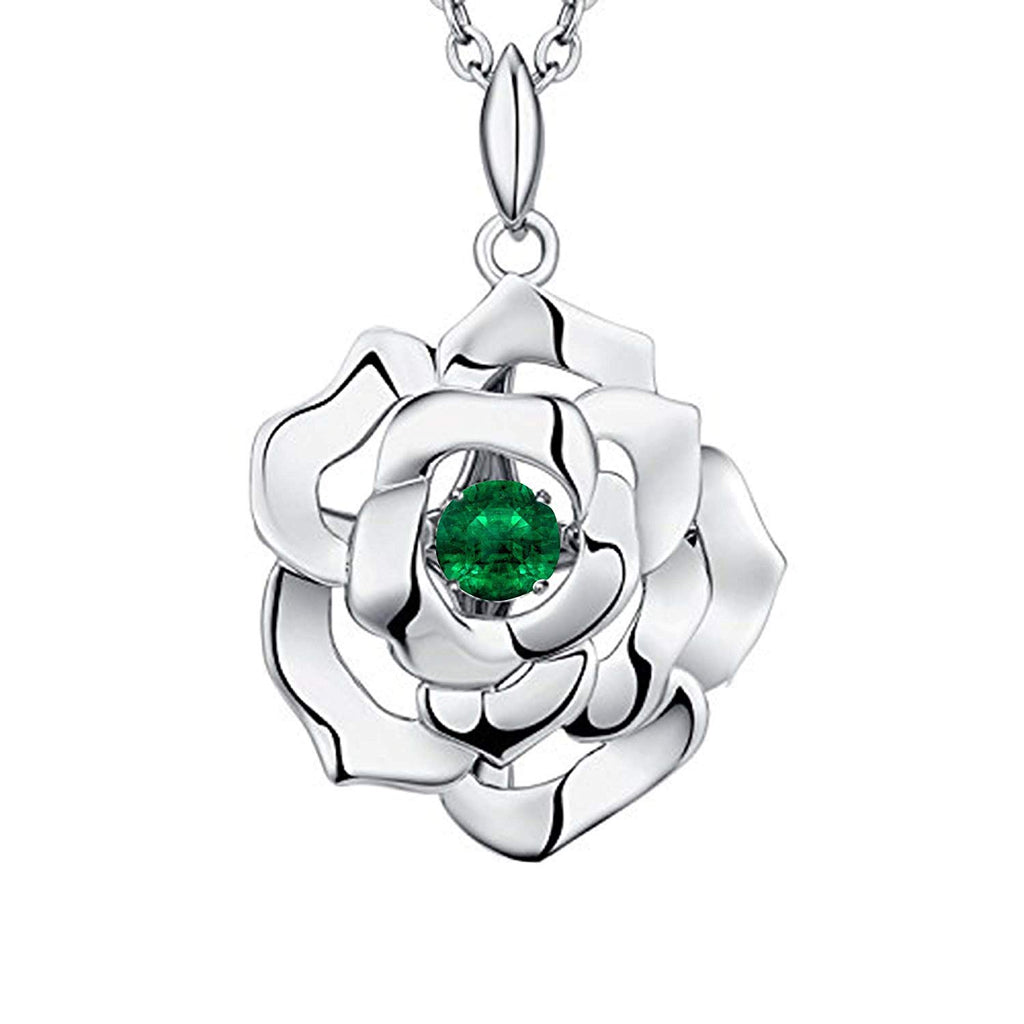 atjewels 925 Sterling Silver Round Cu Multi-Color Rose Flower Pendant For Women's & Girl's MOTHER'S DAY SPECIAL OFFER - atjewels.in