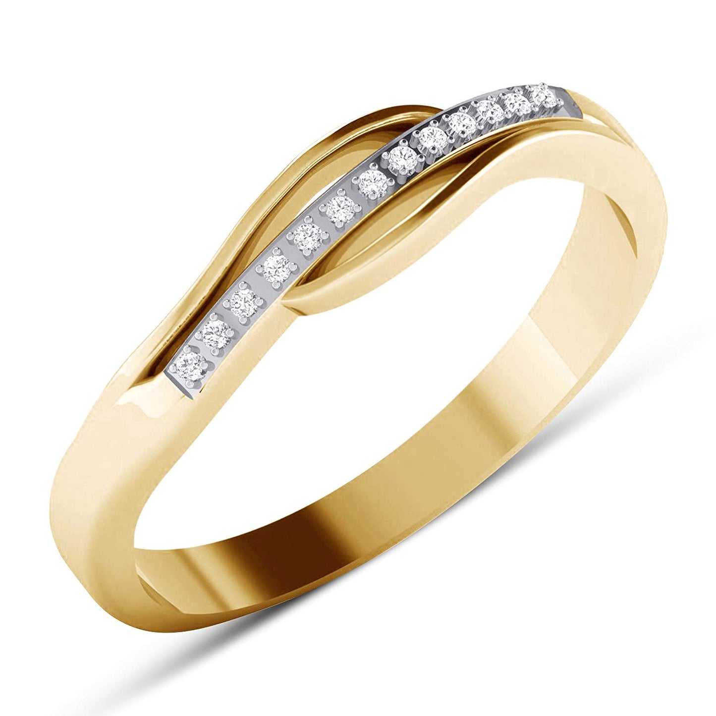 atjewels 14K Two tone Gold Over Sterling Round White CZ Anniversary Band Ring for Women's MOTHER'S DAY SPECIAL OFFER - atjewels.in