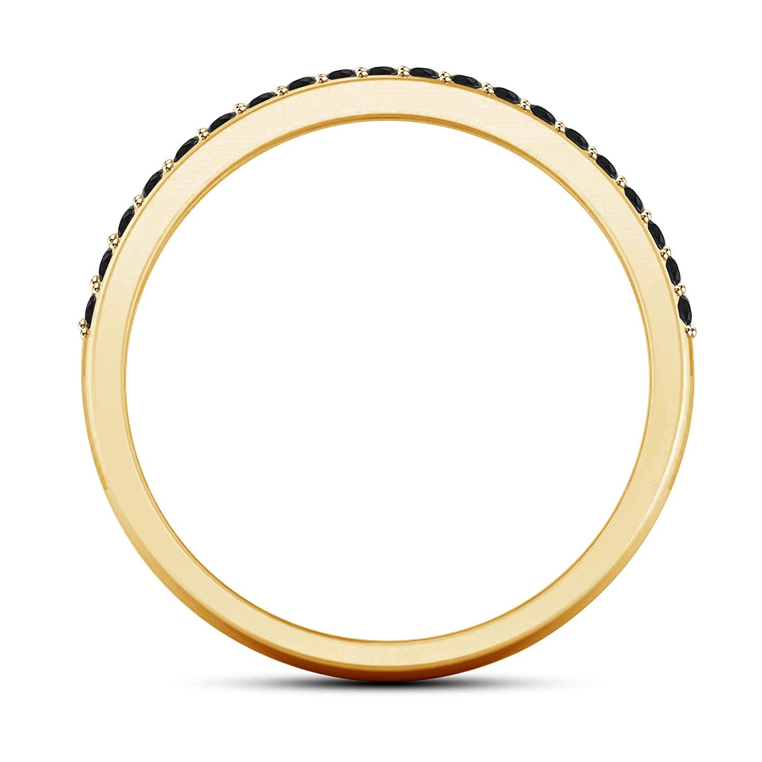 atjewels Round Black Zirconia 14K Yellow Gold Over 925 Silver Sterling Engagement Ring MOTHER'S DAY SPECIAL OFFER - atjewels.in