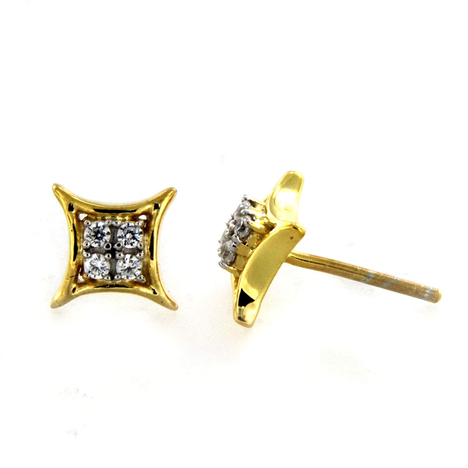 atjewels White CZ Anniversary Stud Earrings in 18k Yellow Gold Over 925 Sterling Silver MOTHER'S DAY SPECIAL OFFER - atjewels.in