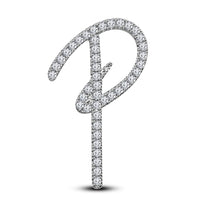 Mothers Day 14K White Gold Over .925 Sterling Silver White Cubic Zirconia Alphabet P Letter Pendant Pave Set - atjewels.in