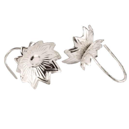 atjewels 14k White Gold Over .925 Sterling Silver 2 Lotus Flower For MOTHER'S DAY SPECIAL OFFER - atjewels.in