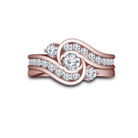 atjewels 2.38 Ct White Diamond 14k Rose Gold Over .925 Sterling Silver Bridal Set & Wedding Band Ring Free Sizing MOTHER'S DAY SPECIAL OFFER - atjewels.in