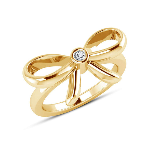 atjewels Yellow Gold Over 925 Sterling Silver White CZ Solitaire Engagement Knot Ring MOTHER'S DAY SPECIAL OFFER - atjewels.in