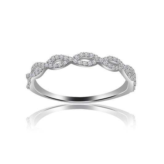 0.51 CT 14K White Gold Over 925 Sterling Silver Round Cut White Cubic Zirconia Diamond Infinity Band Engagement Wedding Ring - atjewels.in