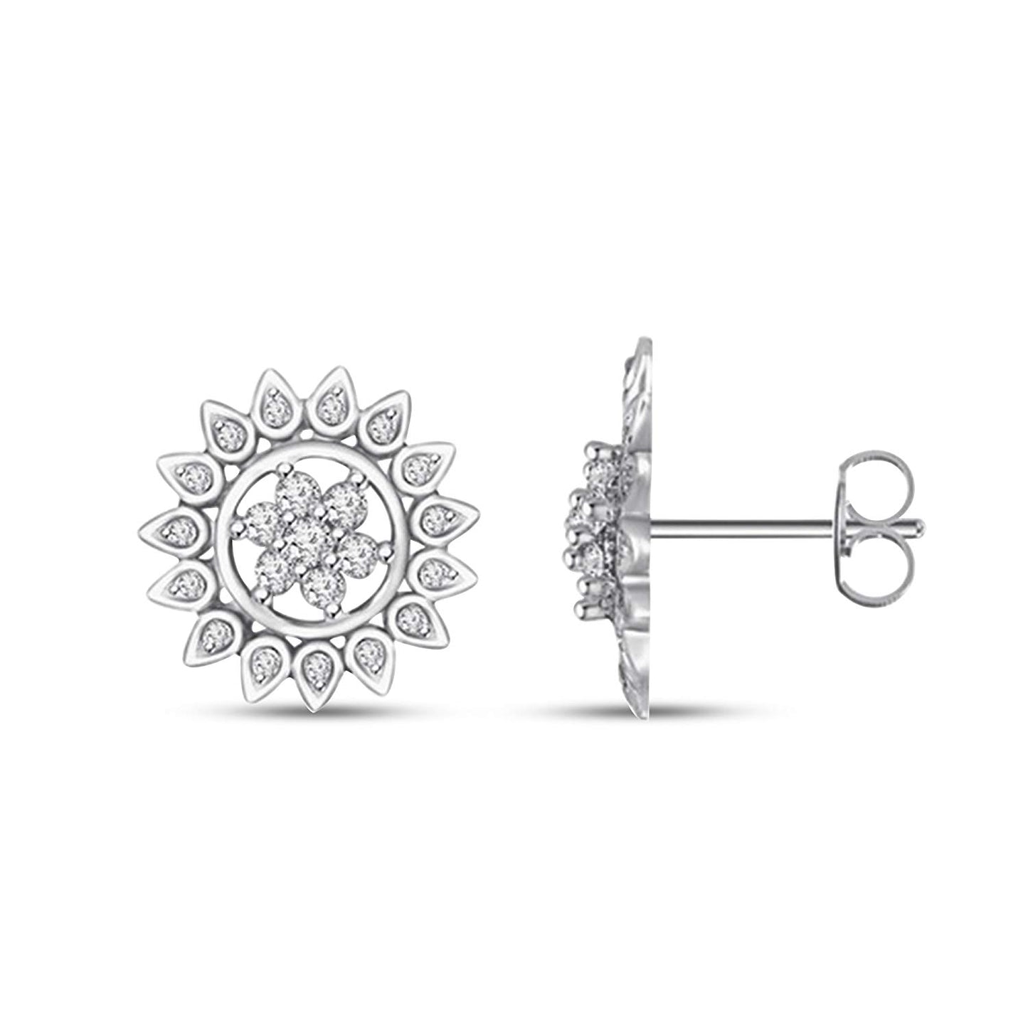 atjewels White Gold Over 925 Sterling Silver Round White Cubic Zirconia Engagement Stud Earrings MOTHER'S DAY SPECIAL OFFER - atjewels.in