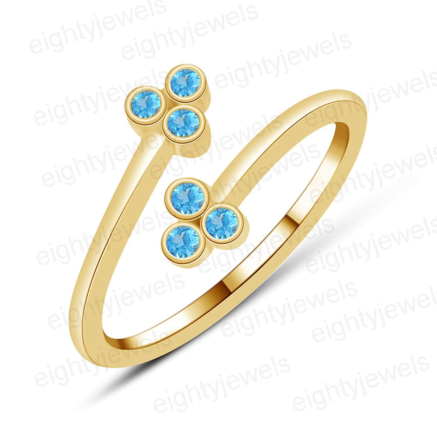 atjewels Bypass Adjustable ToeRing in 14K Yellow Gold Plated On Sterling Silver Gemstone Variation For Women's - atjewels.in
