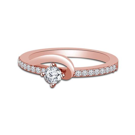 atjewels 14K Rose Gold Over .925 Sterling With Round White Zirconia Solitaire W/Aceents Ring MOTHER'S DAY SPECIAL OFFER - atjewels.in