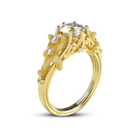 Atjewels 14K Yellow Gold on 925 Silver White CZ Sea Star Engagement Ring For Women's MOTHER'S DAY SPECIAL OFFER - atjewels.in