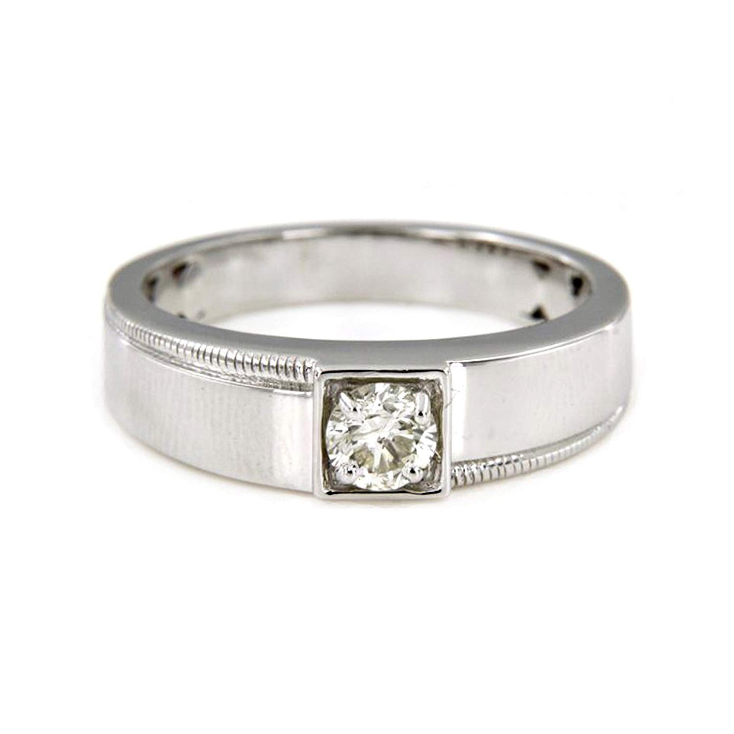 atjewels 18K White Gold Over .925 Silver White Zirconia Men's Wedding Band Ring MOTHER'S DAY SPECIAL OFFER - atjewels.in