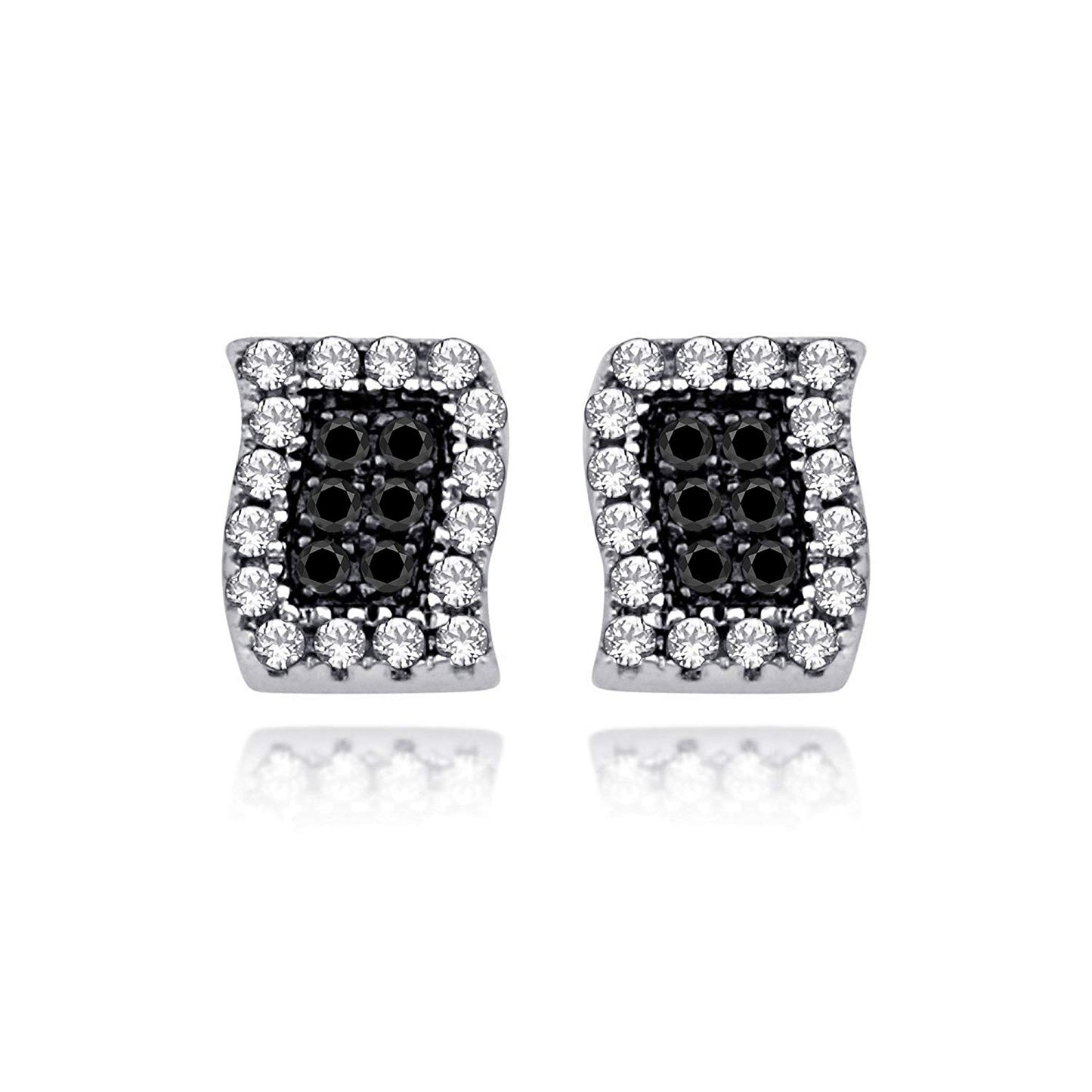 atjewels 18K White Gold Over Sterling Silver Round Cut White CZ Stylish Stud Earrings MOTHER'S DAY SPECIAL OFFER - atjewels.in