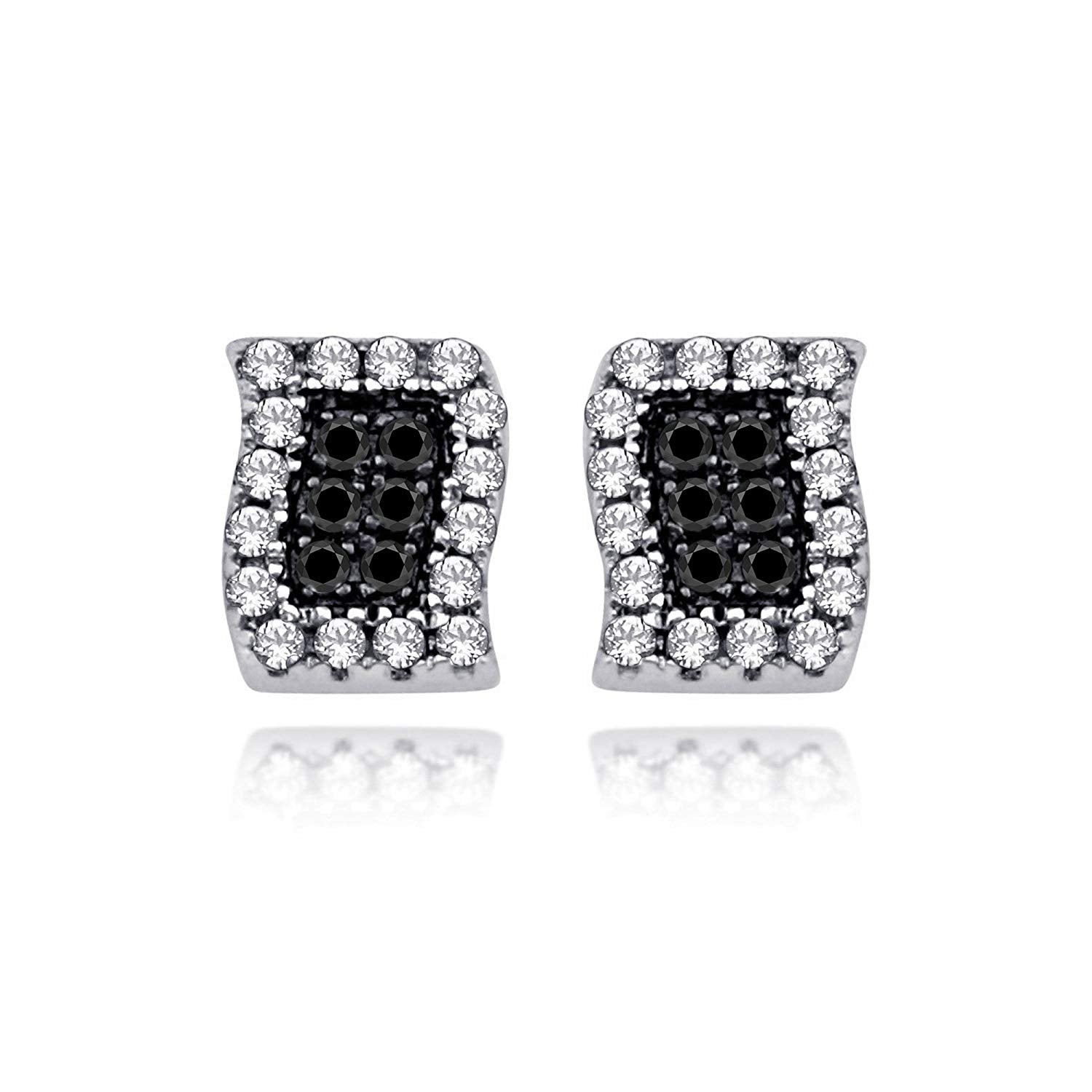 atjewels 18K White Gold Over Sterling Silver Round Cut White CZ Stylish Stud Earrings MOTHER'S DAY SPECIAL OFFER - atjewels.in