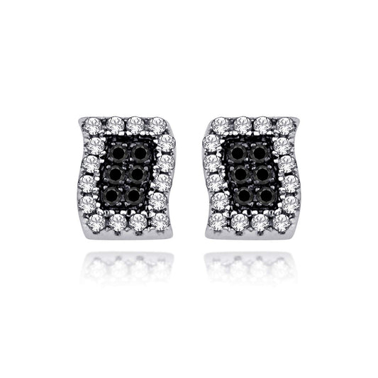 atjewels 18K White Gold Over Sterling Silver Round Cut White CZ Stylish Stud Earrings MOTHER'S DAY SPECIAL OFFER - atjewels.in