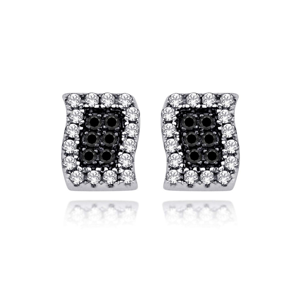 atjewels 18K White Gold Over Sterling Silver Round Cut White CZ Stylish Stud Earrings MOTHER'S DAY SPECIAL OFFER - atjewels.in