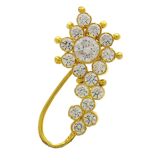 atjewels 925 Sterling Silver With Round Cut White Cubic Zrconia Maharashtrian Nath MOTHER'S DAY SPECIAL OFFER - atjewels.in