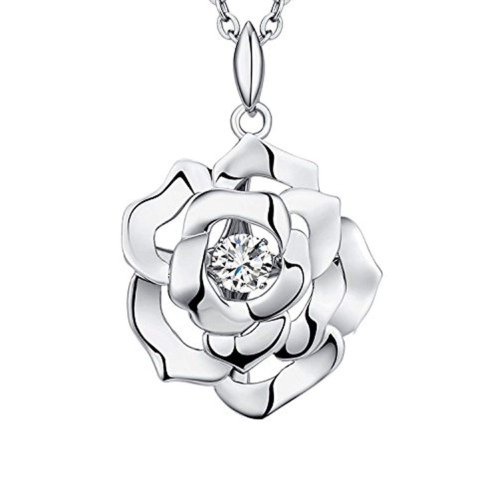 atjewels 925 Sterling Silver Round Cu Multi-Color Rose Flower Pendant For Women's & Girl's MOTHER'S DAY SPECIAL OFFER - atjewels.in