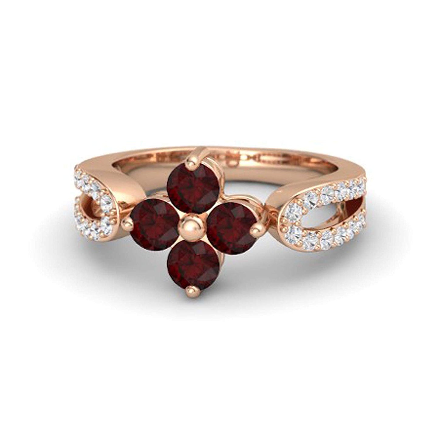 atjewels Round Cut Gemstone & White CZ .925 Sterling Silver Engagement Flower Ring For Girl's and Women's For Diwali Special - atjewels.in