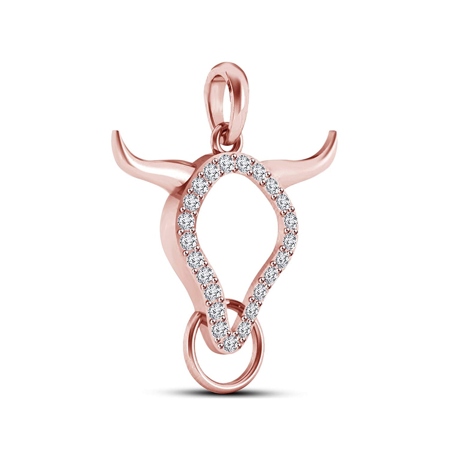 atjewels Buffalo Bulls Head Pendant in 18K Rose Gold On .925 Silver White CZ For Men's MOTHER'S DAY SPECIAL OFFER - atjewels.in
