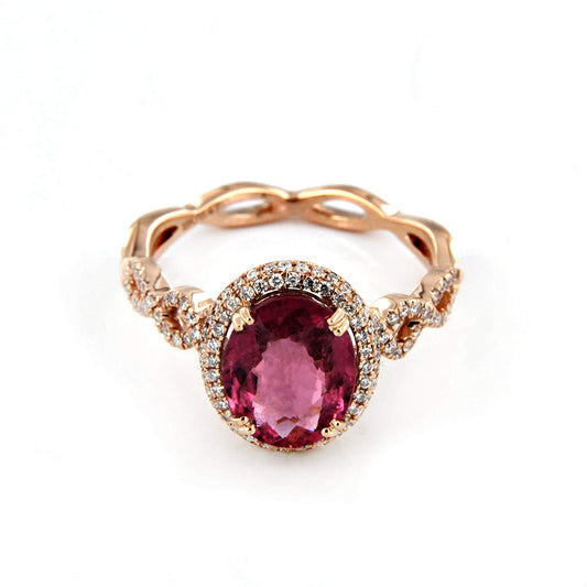 atjewels Oval Cut Pink Sapphire Solitaire With Accent Ring 14K Rose Gold on Silver For all Occasion MOTHER'S DAY SPECIAL OFFER - atjewels.in