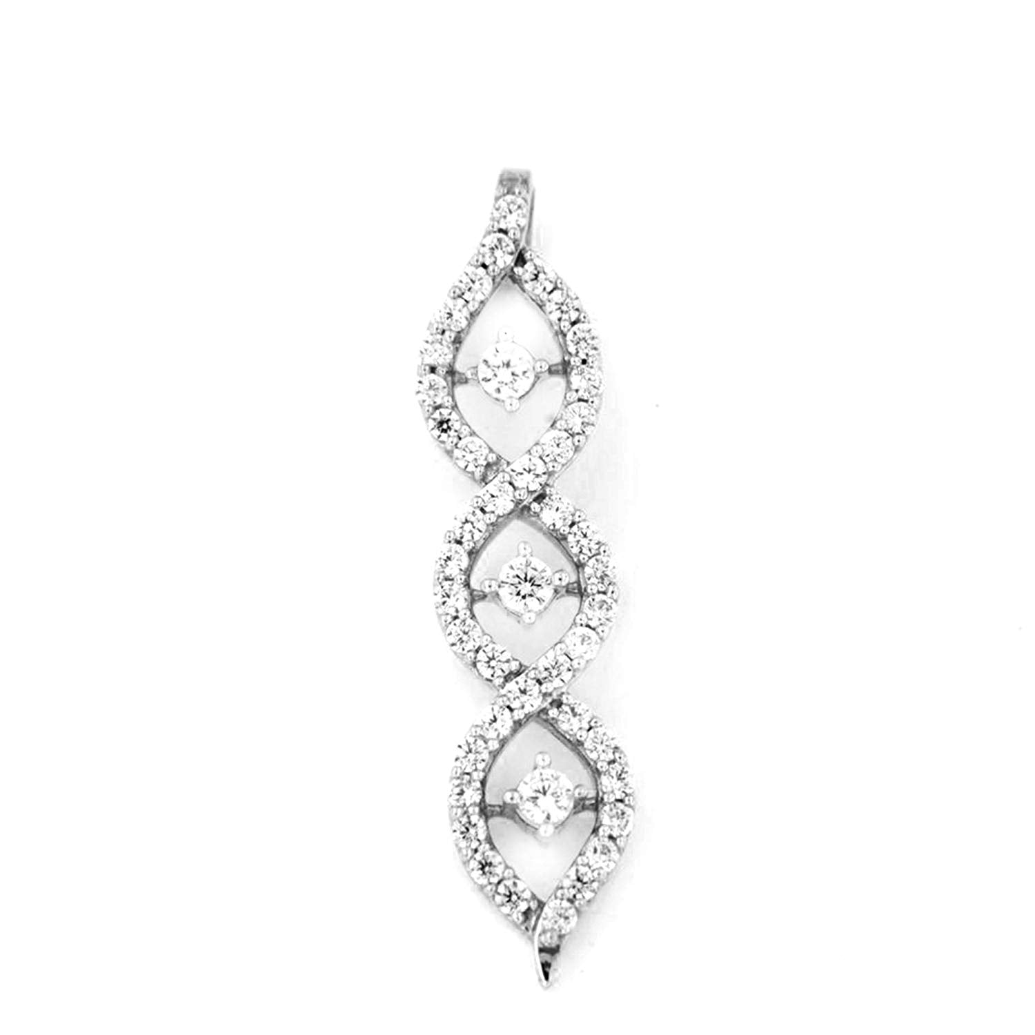 atjewels Valentine Special Solid 18K White Gold Over 925 Sterling Silver White CZ Dangle Pendant MOTHER'S DAY SPECIAL OFFER - atjewels.in