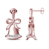 atjewels Women's 14K Rose Gold Plated .925 Silver Swarovski CZ B and Bow Knot Screw Back Stud Earrings MOTHER'S DAY SPECIAL OFFER - atjewels.in