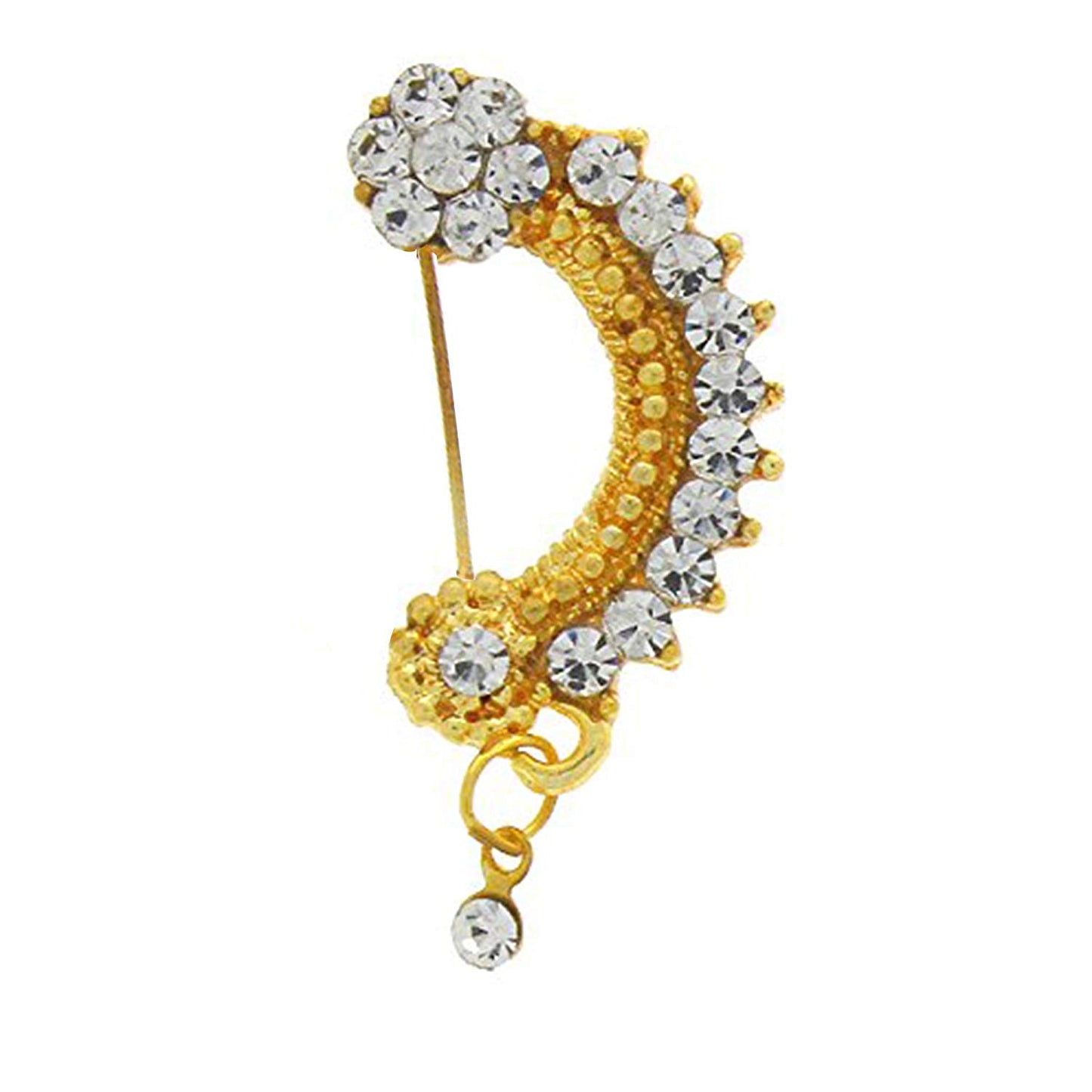 atjewels Women's .925 Sterling Silver With Round Cut White Cubic Zrconia Maharashtrian Nath MOTHER'S DAY SPECIAL OFFER - atjewels.in