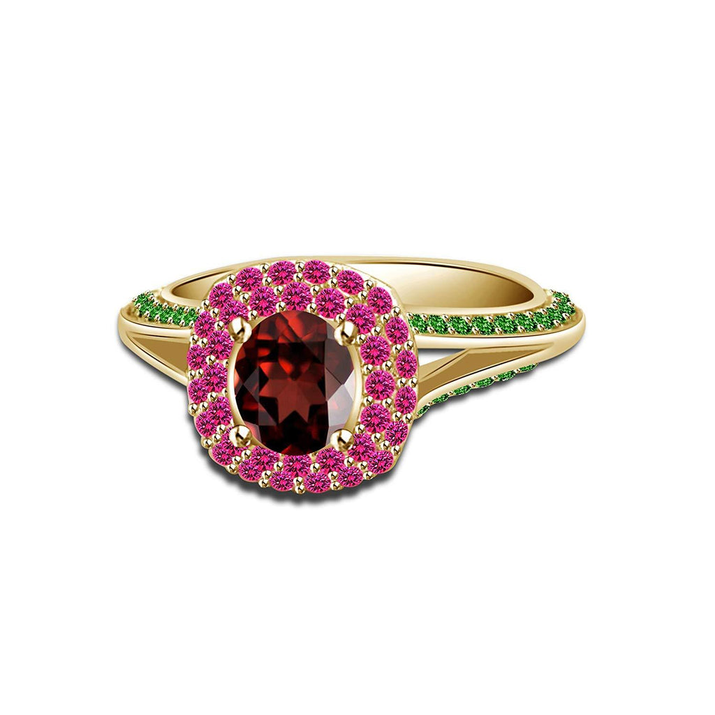 Oval & Round Cut 18K Yellow Gold Over 925 Sterling MultiColor Stone  Princess A2 Ring For Women's MOTHER'S DAY SPECIAL OFFER - atjewels.in