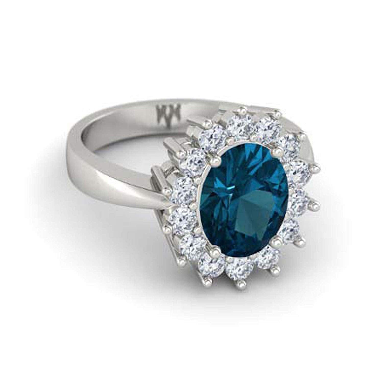 atjewels .925 Sterling Silver Oval Shape Blue Topaz Engagement/Wedding Ring Variation For Women's & Girl's - atjewels.in