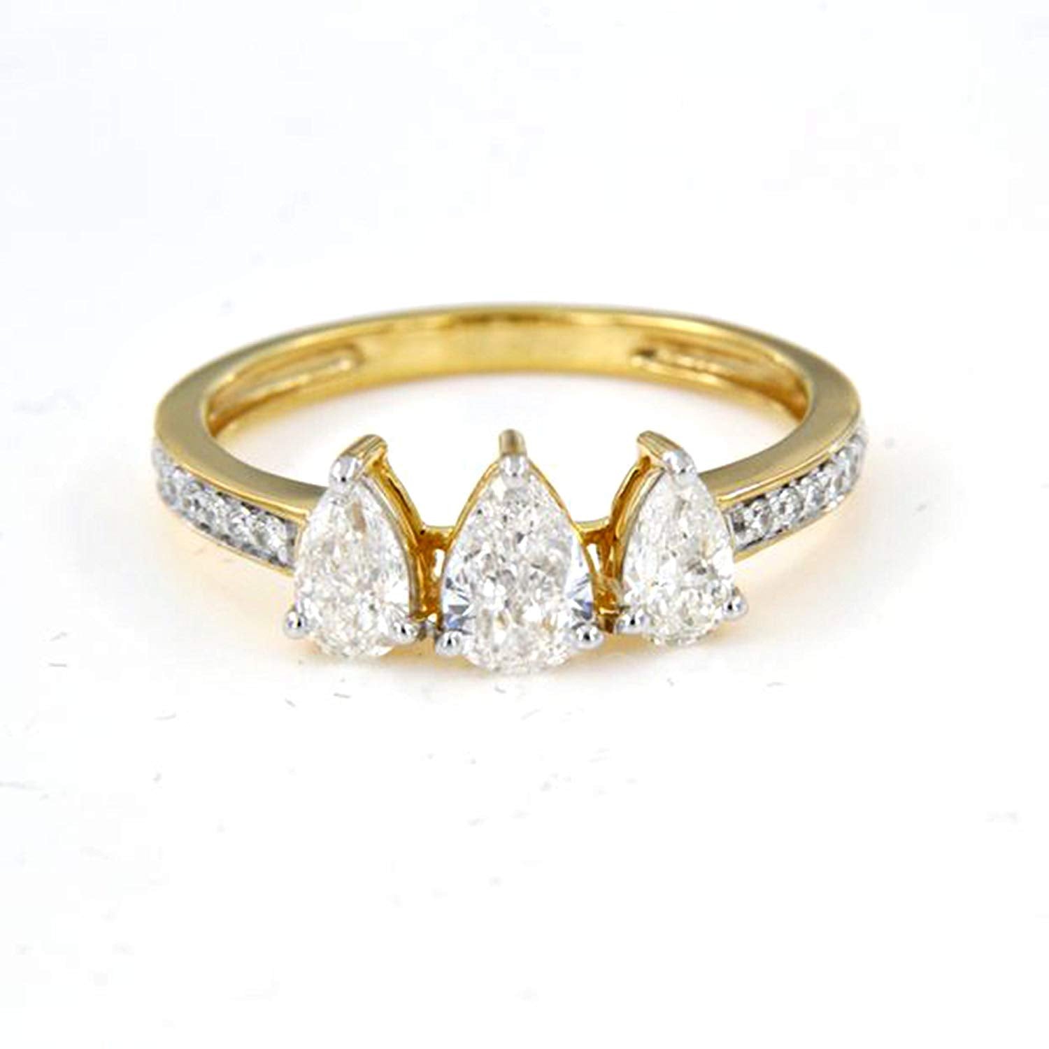 atjewels Pear & Round Cut White Zirconia 18K Yellow Gold Over 925 Sterling Silver Engagement Ring Size 7 MOTHER'S DAY SPECIAL OFFER - atjewels.in