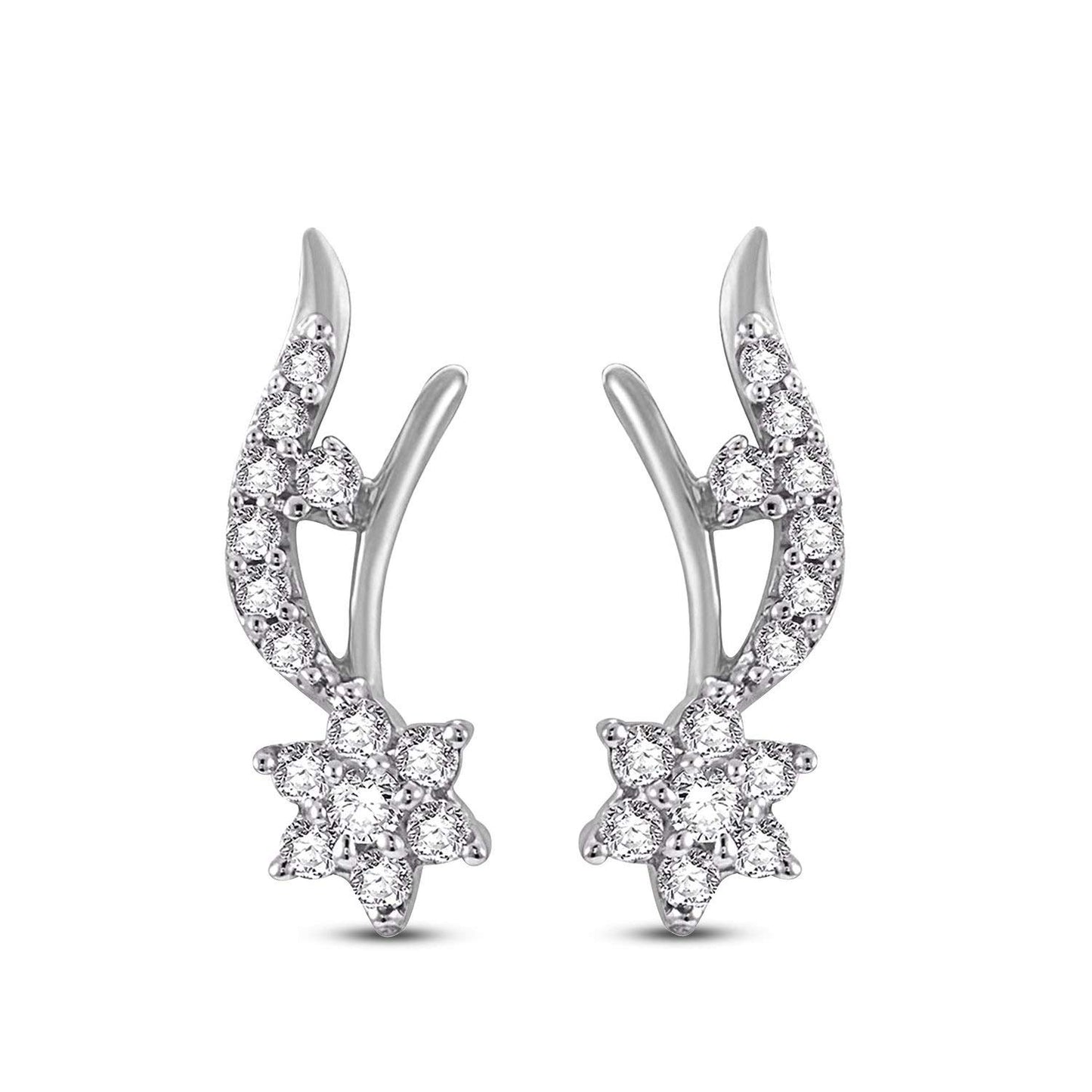 atjewels 18K White Gold Plated On 925 Sterling Round Cut White CZ Stylish Stud Earrings MOTHER'S DAY SPECIAL OFFER - atjewels.in