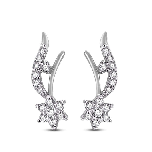 atjewels 18K White Gold Plated On 925 Sterling Round Cut White CZ Stylish Stud Earrings MOTHER'S DAY SPECIAL OFFER - atjewels.in