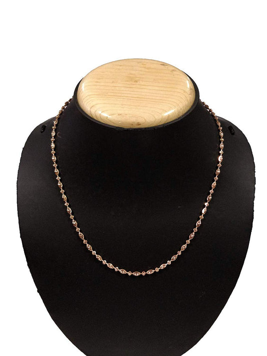 Anopchand Tilokchand Jewellers 14k Solid Rose Gold over 925 Sterling Silver 26" Beaded Chain Strand Necklace for Men Women - atjewels.in