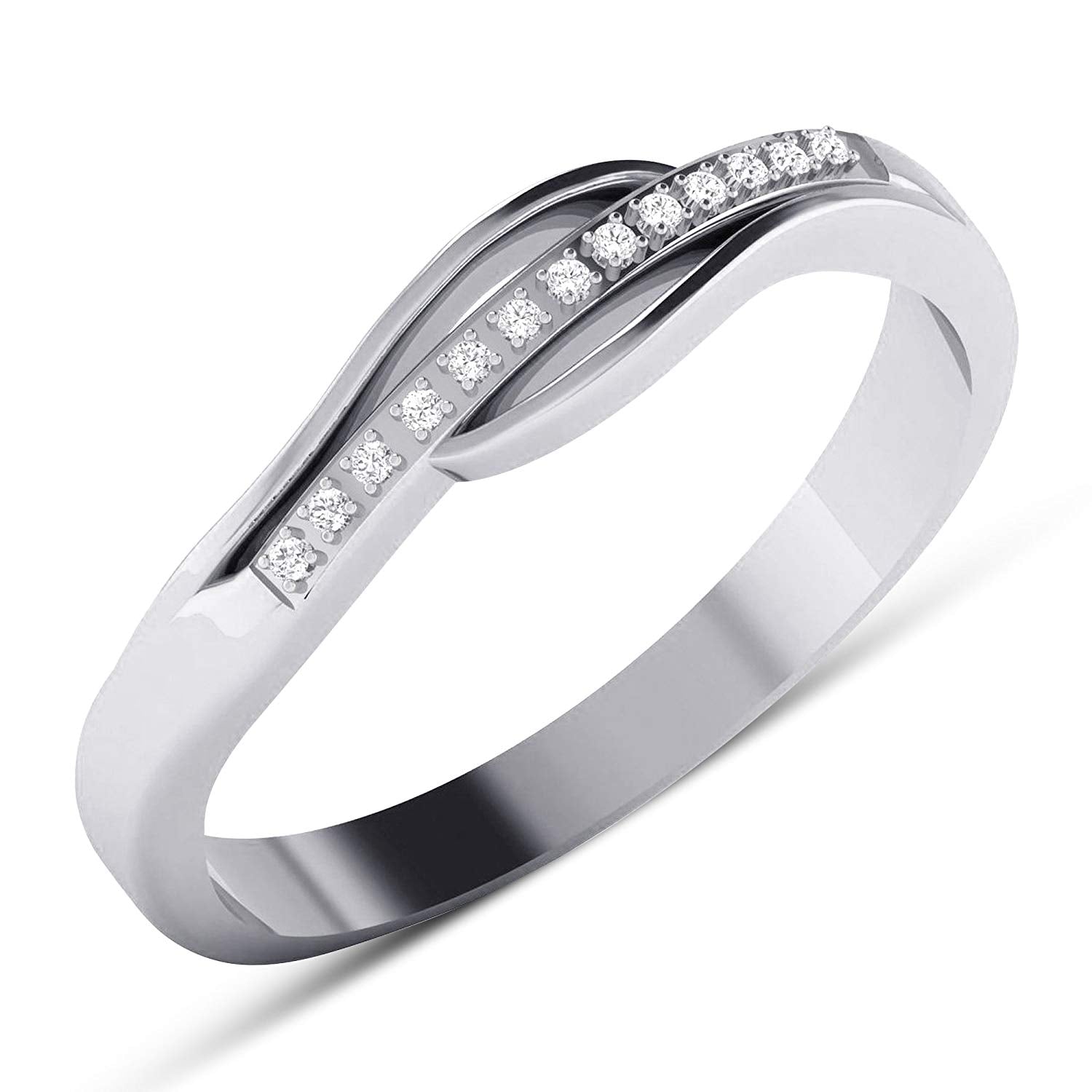 atjewels 14K White Gold Over Sterling Round White CZ Anniversary Band Ring for Women's MOTHER'S DAY SPECIAL OFFER - atjewels.in