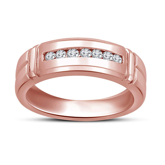 atjewels Round White Zirconia 14K Rose Gold Plated On 925 Sterling Silver Wedding Band Ring MOTHER'S DAY SPECIAL OFFER - atjewels.in
